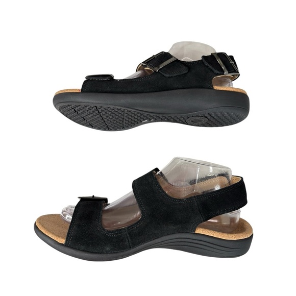 Revitalign Roma Comfort Sandals Sz 9 Orthotic Adjustable Black Suede Backstrap - Picture 14 of 14